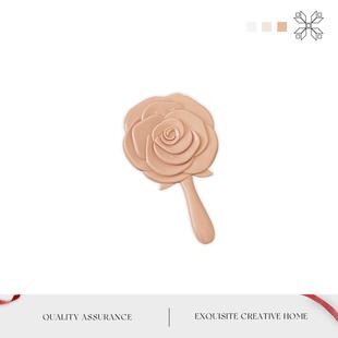 MOLA.State.镜子少女心玫瑰花朵小号化妆镜便携手持迷你镜 | 带状