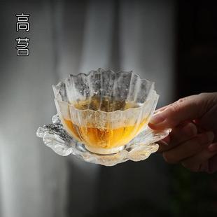 冰冻烧琉璃杯荷花主人杯单杯女个性轻奢茶道杯子个人专用大口茶杯