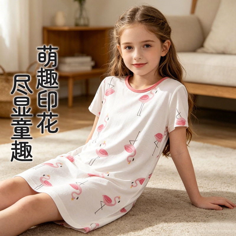 儿童睡裙夏天薄款透气男童女童家居服睡衣新品A类宝宝睡衣睡袋夏