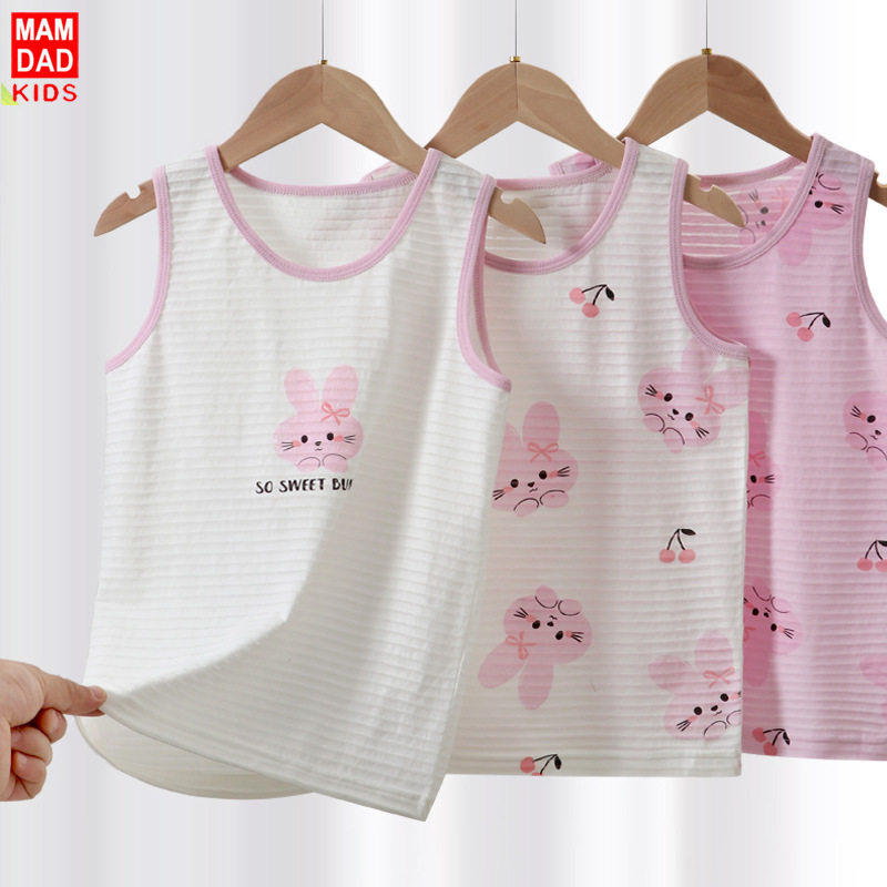 【三件盒装】女童全棉竹节棉新款宝宝夏天薄款无袖儿童背心A类