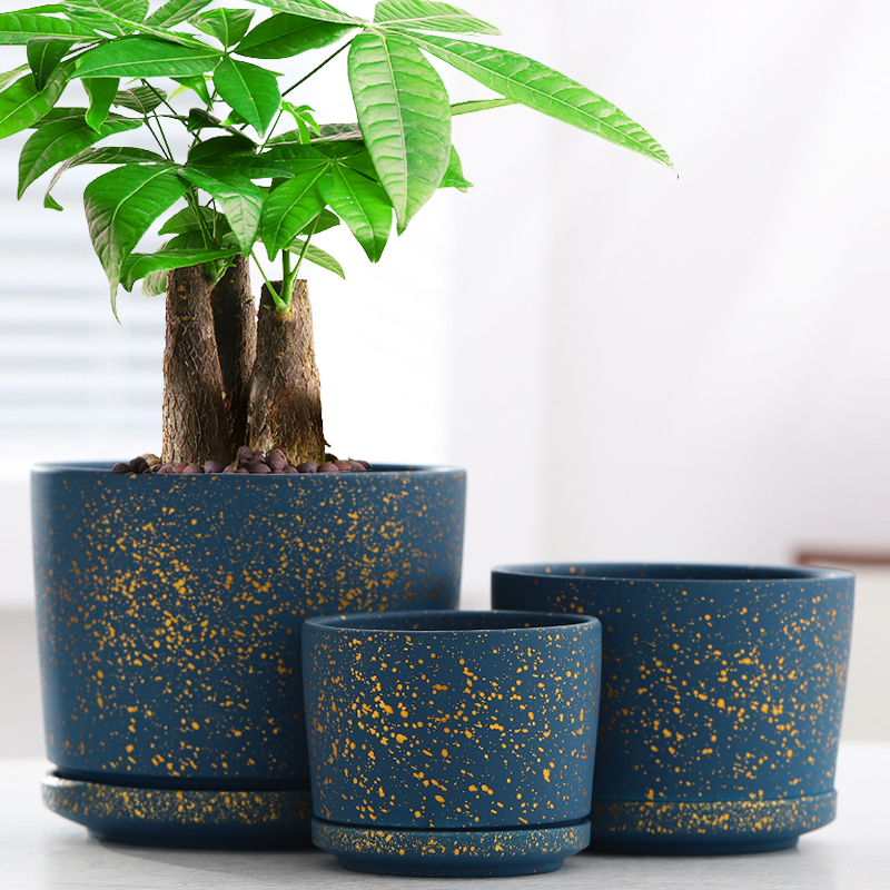 花盆陶瓷创意个性欧式大号带托盘简约白色家用阳台绿萝多肉小花盆