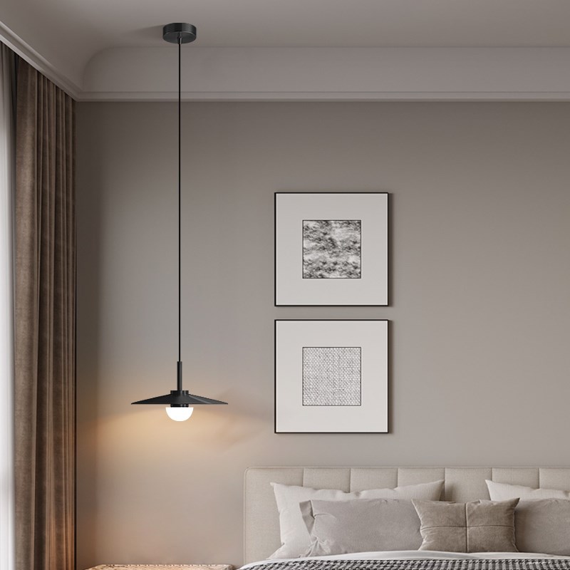 床头吊灯高级感轻奢卧室吊线灯2024新款艺术吧台玄关柜极简小吊灯