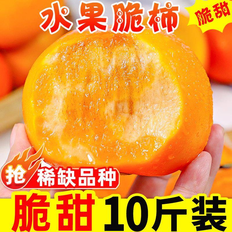 脆柿子水果新鲜5斤当季整箱应季大果巧克力甜柿火晶黄硬柿10