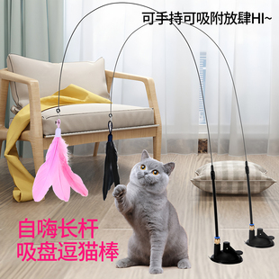 猫玩具强力吸盘逗猫棒长杆自嗨解闷耐咬猫咪玩具可替换头宠物用品