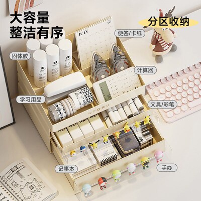 手办展示置物架透明小杂物摆件桌面抽屉式可爱整理防尘萌粒收纳盒
