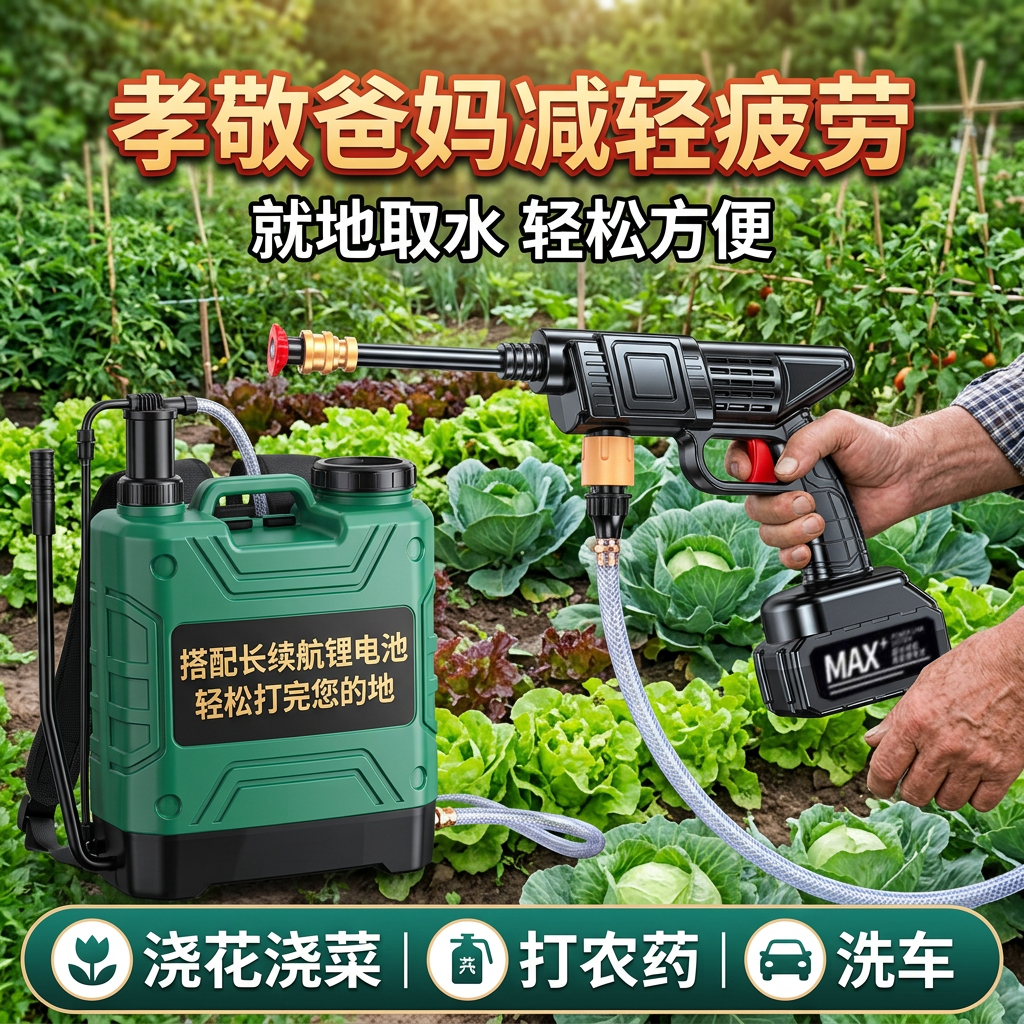 无线洗车机高压水枪家用锂电池电动水抢打药浇花神器喷涂机清洗机