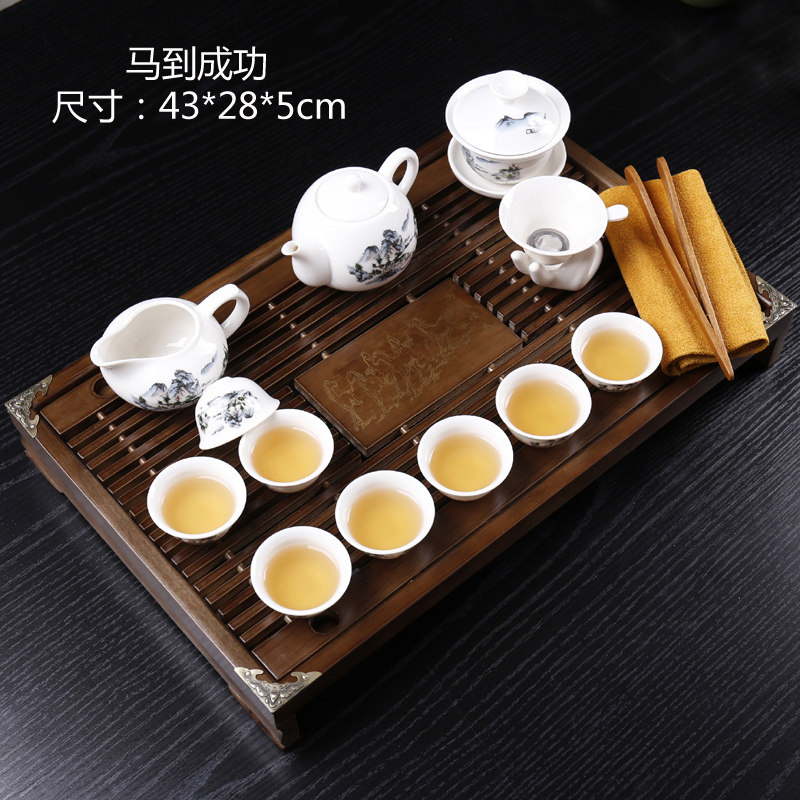 智典紫砂功夫茶具小套装家用茶壶茶杯整套客厅简约实木茶盘茶台