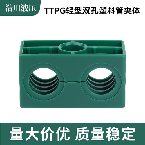 TTPG轻型双孔塑料管夹体 绿色双孔定位卡 油管卡箍抱箍 固定支架