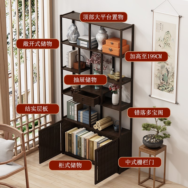 博古架多宝阁非实木茶叶茶饼古董展示柜茶室茶具