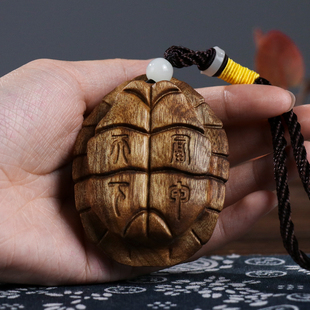 四川小叶桢楠楠木实木雕刻富甲天下龟甲乌龟壳手把件挂件