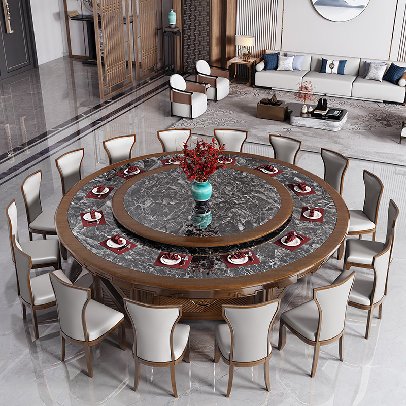 全实木新酒店岩板电动餐桌大圆桌包厢人人自动旋转火锅桌,住宅家具,岩板餐桌,淘宝优惠券,粉丝福利购,淘宝优惠卷