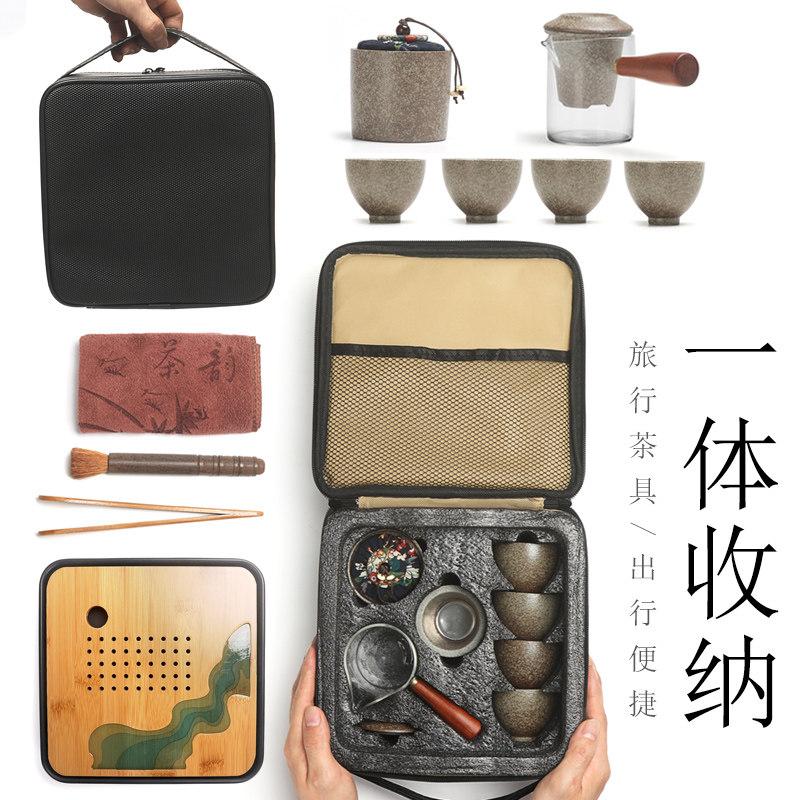 旅行式功夫粗陶包茶壶泡红茶普洱小茶具