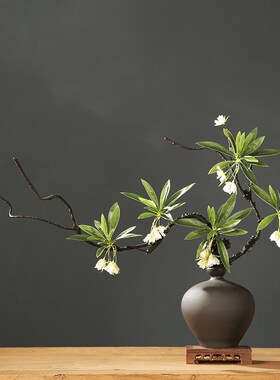 侘寂风中式陶瓷瓶枯藤假客厅玄关酒店装饰品餐桌仿真盆