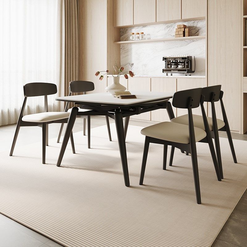 实木餐桌现代伸缩餐桌椅变方桌桌长方两用亮光岩板餐桌,住宅家具,岩板餐桌,淘宝优惠券,粉丝福利购,淘宝优惠卷