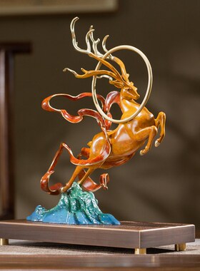 朱炳仁铜 鹿王金鸿 鹿摆件酒柜装饰品客厅办公桌面家居乔迁礼品