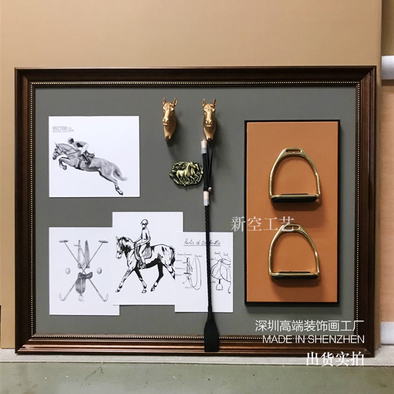 现代轻奢售楼处样板间别墅立体实物马术装饰画欧式客厅卧室壁画图片