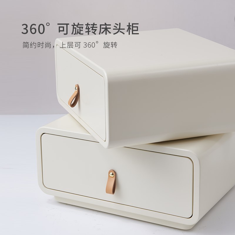 意式简奶油风实木床柜烤漆设计师款卧室级感床边柜