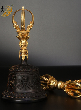 真古意 铜金刚铃杵修行法器黄铜五股响铃杵如法手工法器