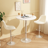 升降茶几小圆桌客厅白色洽谈桌接待桌椅阳台休闲小茶桌