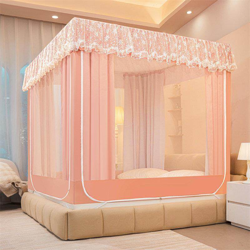 全封闭遮光床幔卧室家用床围挡布坐床式床帘支架蒙古包蚊帐一体式