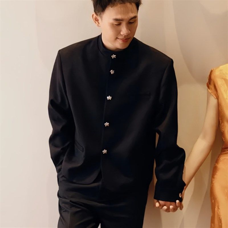 欢喜橙【宣夜】兰花扣痞帅订婚C服男士垫肩外套中山装国风休闲,男装,休闲西服,淘宝优惠券,粉丝福利购,淘宝优惠卷