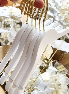 白色实木挂衣架服l装店专用女装婚纱秀禾服带夹子一体两用挂套衣