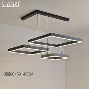 LED客厅吊灯现代北欧简约大气餐厅铝材灯具2021新款 极简方形吊灯