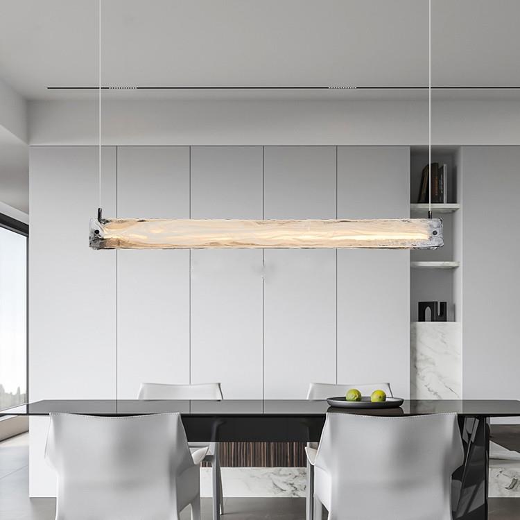 现代简约云雾长条玻璃鱼线吊灯轻奢创意餐桌吧台咖啡厅客厅餐厅灯