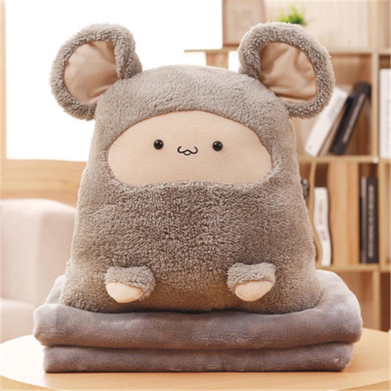 【优惠】卡通暖手抱枕被子两用办公室可爱午睡珊瑚绒毯子靠枕
