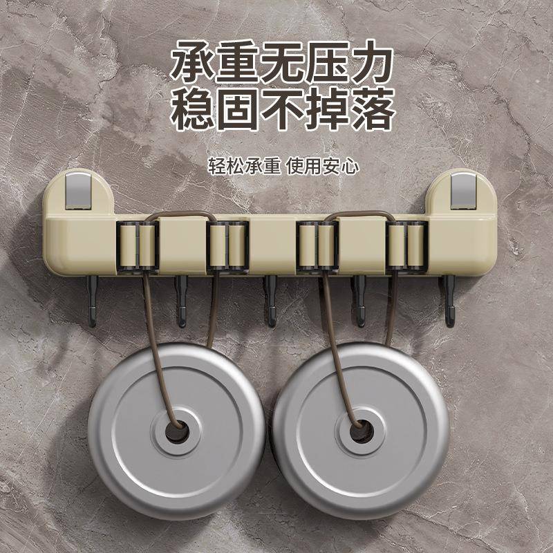 吸盘式吸盘挂壁多功能免打孔拖把架家用浴室卫生间联排吸盘拖把夹