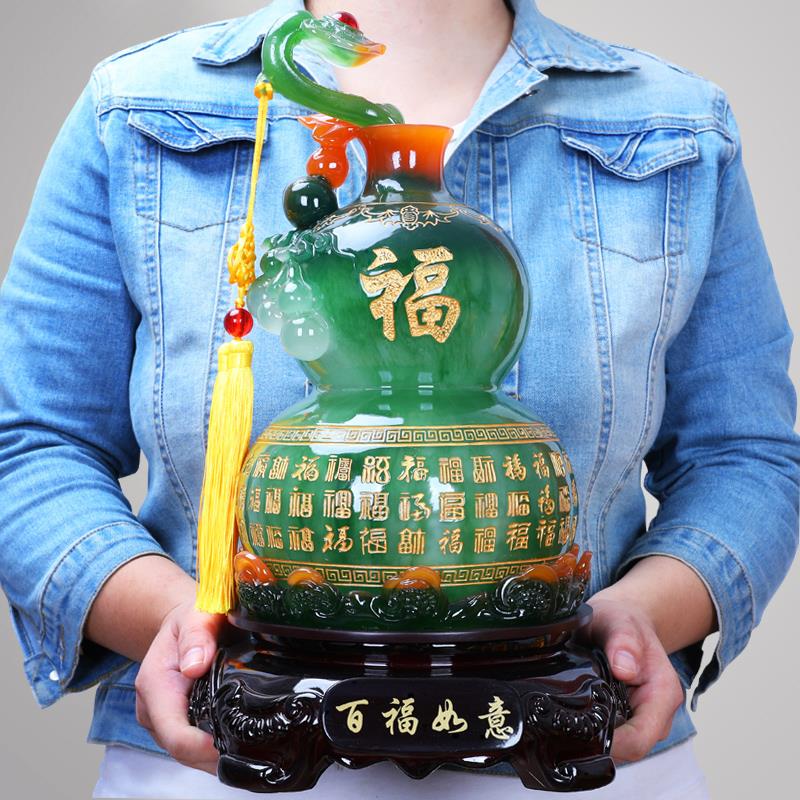 招财葫芦摆件百福如意大花瓶风水家居客厅酒柜装饰品乔迁开业礼品