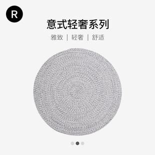 现代客厅沙发茶几家用圆型灰色地垫 北欧ins风编织圆形地毯大面积