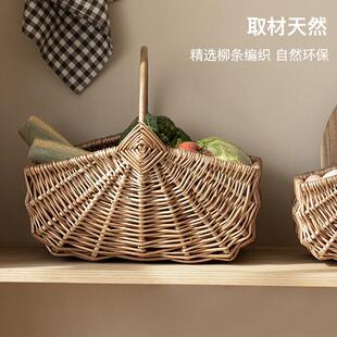 柳编手提篮藤编编织水果蔬菜鸡蛋篮竹编竹篮厨房装菜的篮子收纳筐