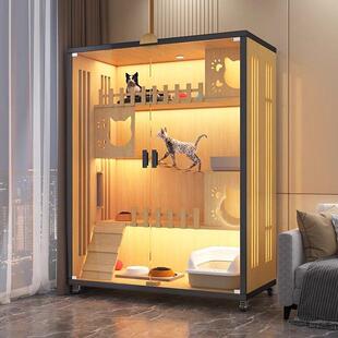猫别墅猫笼子家用豪华猫爬架一体猫窝宠物店猫舍钢化玻璃全景猫柜