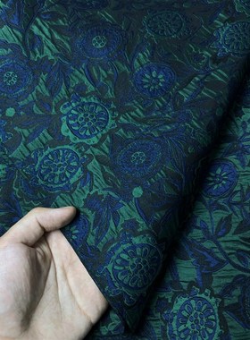 盘罗花复古典雅肌理高端蓝绿色创意个性双面艺术立体提花服装设计