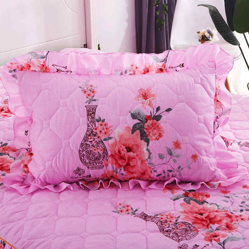 婚庆大红加厚夹棉花边枕套枕头套学生单人加棉枕芯套一对拉链装