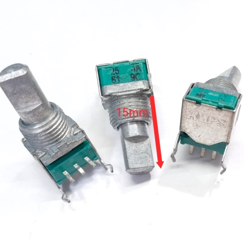 进口日本ALPS精密电位器RK09L单联 B100K A250K 15半轴M9螺牙 3脚