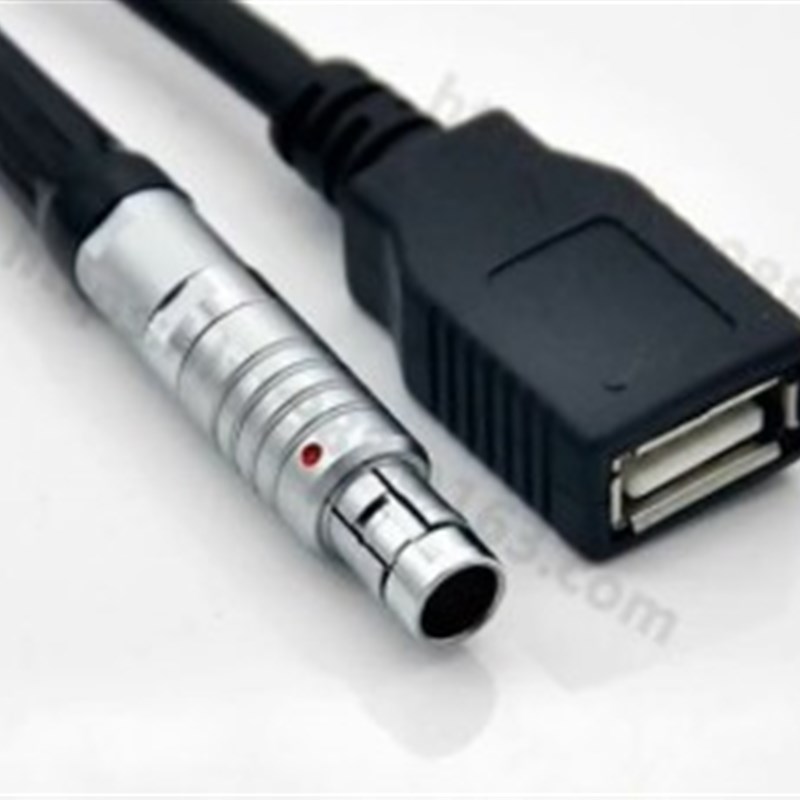 航空插头插头PC电脑数据信号采集线0C 4针/USB母口有定位键 数据