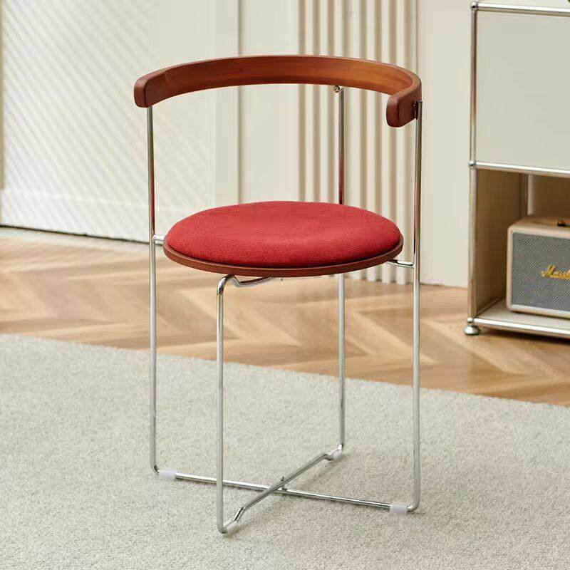 中古餐椅家用可折叠实木椅子靠背小户型网红休闲复古咖啡厅餐桌椅