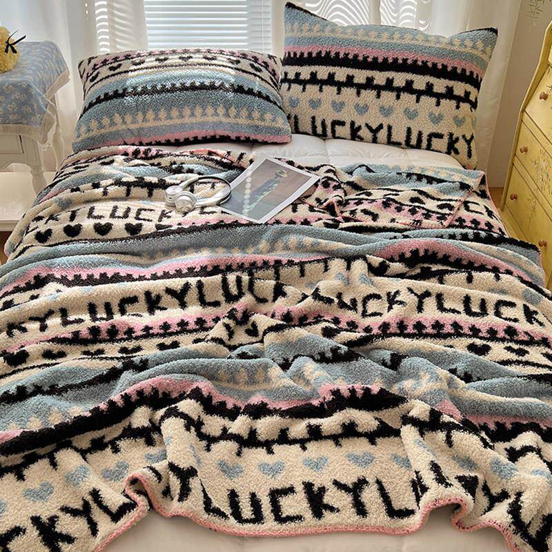 半边绒加厚沙发小毯子秋冬办公室午睡披肩盖毯车载毛巾被空调毛毯