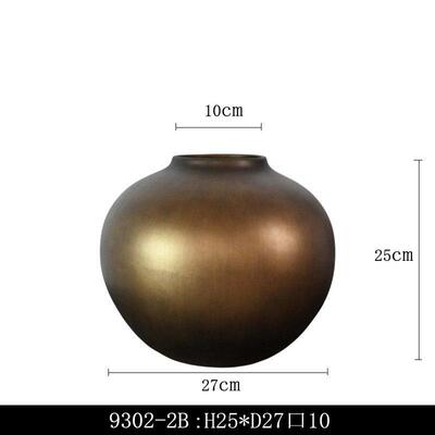覆古壶腹陶器金属铜花瓶月壶花饰品可访问豪华经典黑色陶瓷饰品