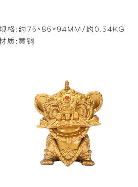 运铜狮来件转摇头摆醒狮造型招财桌面玄关摆狮来运转开件业乔迁礼