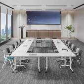 折叠会议桌培训桌可动桌折叠办可公桌长条定制机构带移轮拼接课桌