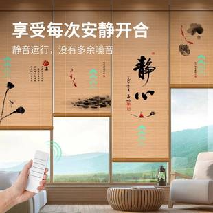 阳光房电BLSD2470动遮阳帘新中式 帘饰隔台断美帘阳宋 竹卷帘茶室装