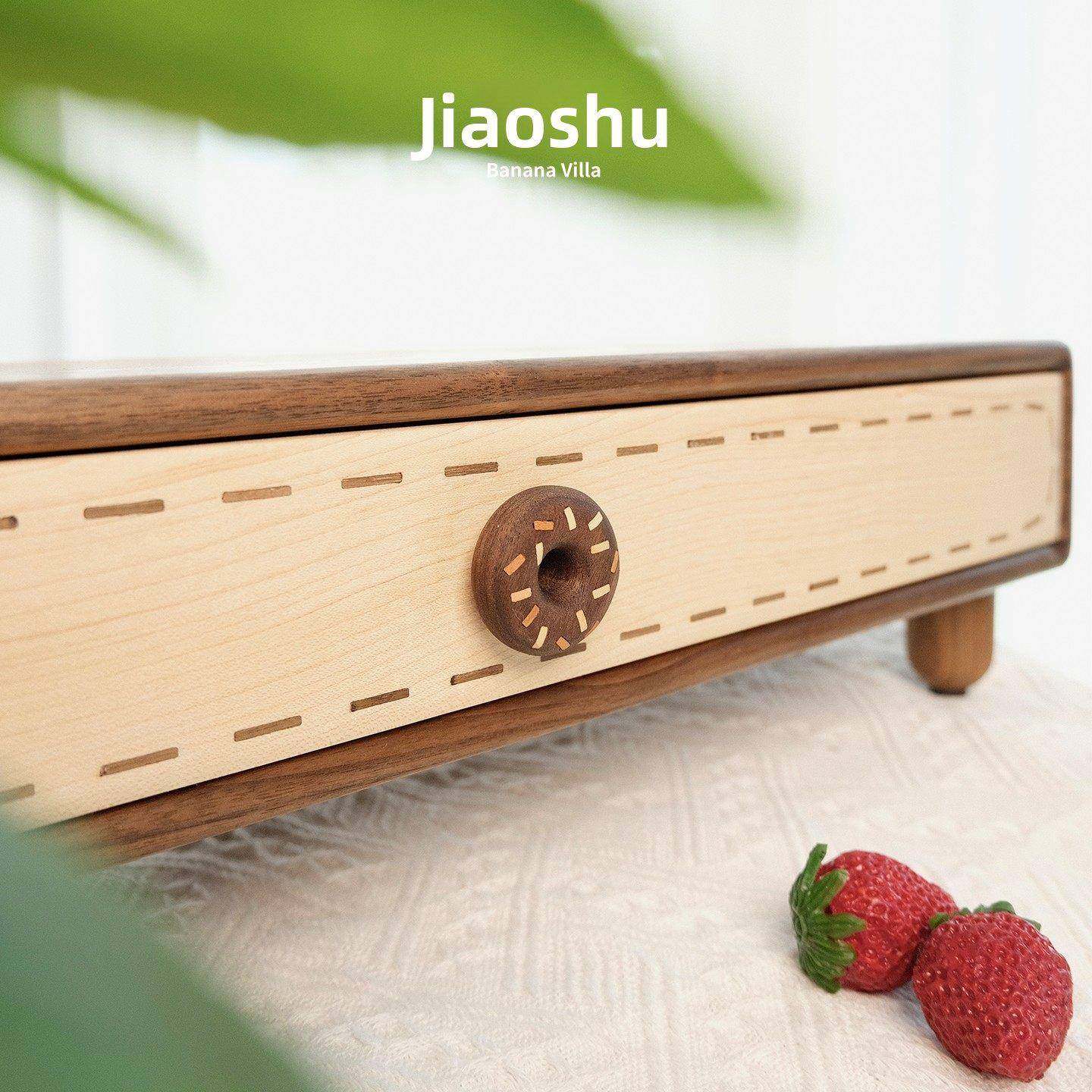 蕉示墅甜甜圈增高实木桌台式面电脑架显器笔记本增高架储物RSX收,家居饰品,桌面摆件,淘宝优惠券,粉丝福利购,淘宝优惠卷