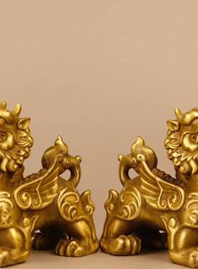 家办中式铜貔貅摆件招财一对居客黄铜貔犰公室MFI搬家开厅业礼物