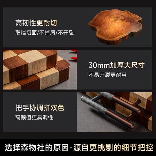 棋盘格菜板档家用实木砧板抗菌防霉高加房菜厚切C7103板子厨案板