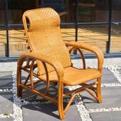 藤编具天制真藤皮手工作腾椅高背托腰老人家庭休三折椅然闲好藤椅