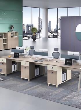 简约现职员屏卡位组合代TQU电脑桌2人四人6人板办公老桌书柜工作