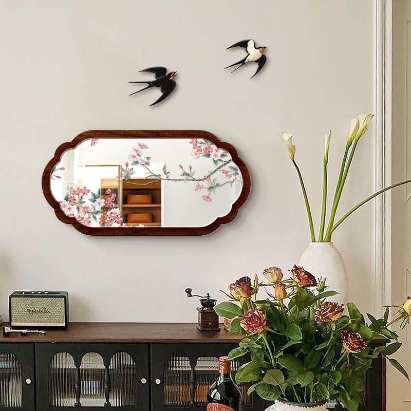 燕舞花香中古风子装饰镜画家用小场景组合画法面式复古客厅高镜级